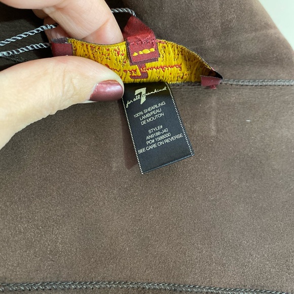 Lamb Shearling Coat 7 For All Mankind Sz S Y2K vintage Old Money Boho Hippie New - Picture 5 of 9